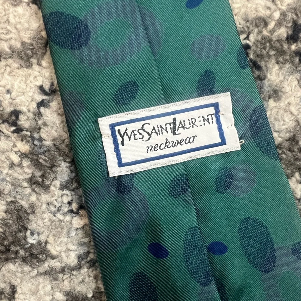 YSL Yves Saint Laurent Teal Silk Tie